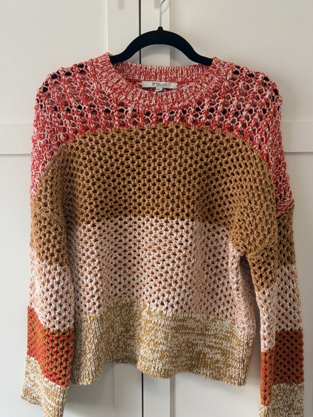 Derek Lam 10 Crosby Colorblock Open Knit Sweater S
